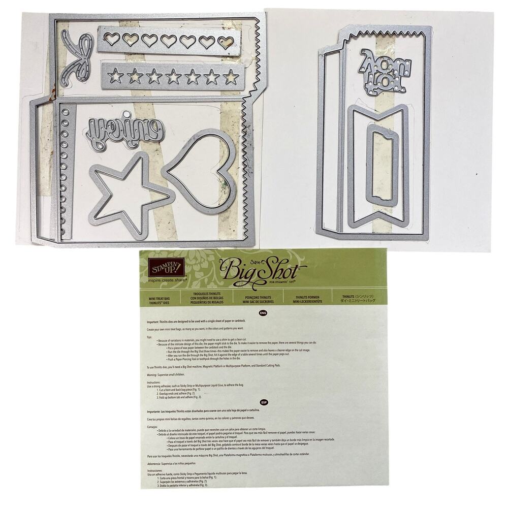 Stampin' Up! Mini Treat Bag Thinlits Dies 13pc 137547 Big Shot Sizzix Valenites